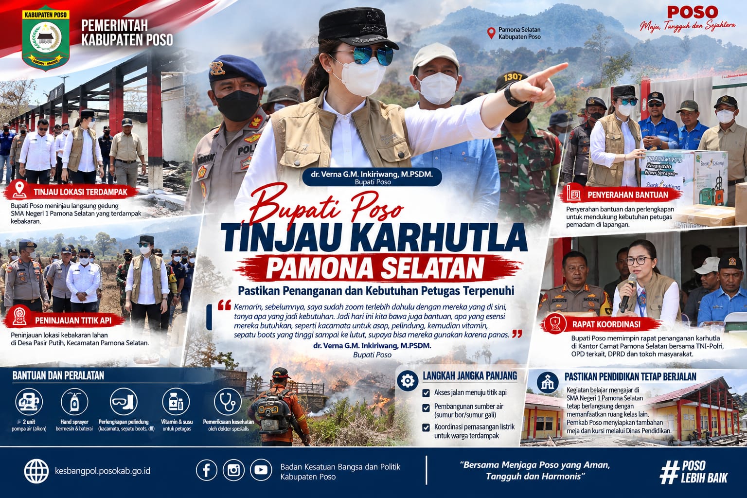 Bupati Poso Tinjau Karhutla Pamona Selatan, Pastikan Penanganan dan Kebutuhan Petugas Terpenuhi